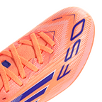 adidas F50 League Mid Junior FG/AG Firm/Artificial-Ground Soccer Cleats- Beam Orange / Lucid Blue / Cloud White