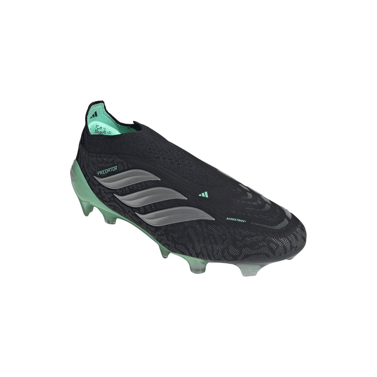 adidas Predator Elite Laceless FG Firm Ground Soccer Cleats -Core Black / Silver Metallic / Pulse Mint