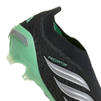 adidas Predator Elite Laceless FG Firm Ground Soccer Cleats -Core Black / Silver Metallic / Pulse Mint