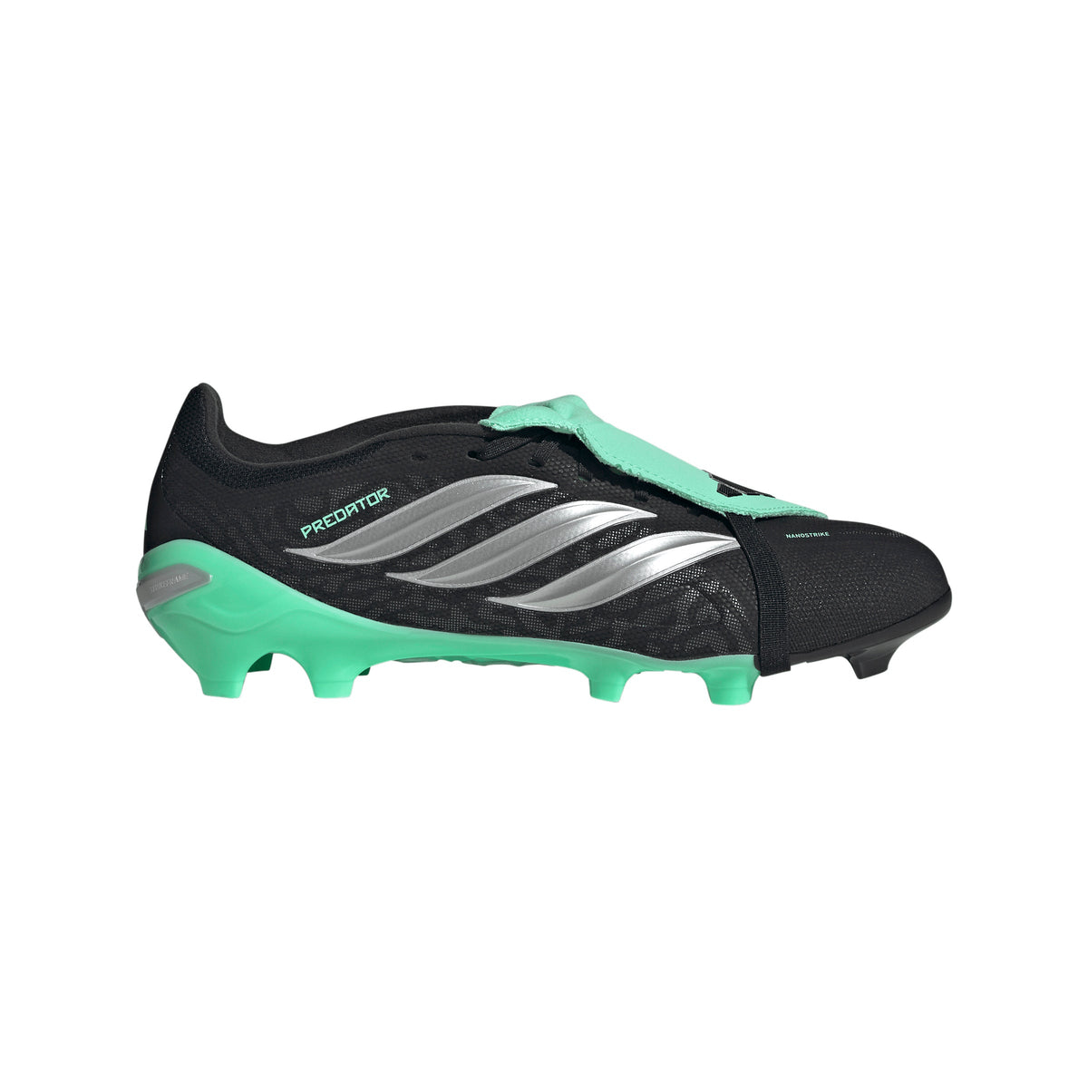 adidas Predator League FoldTongue FG Firm Ground Soccer Cleats -Core Black / Silver Metallic / Pulse Mint