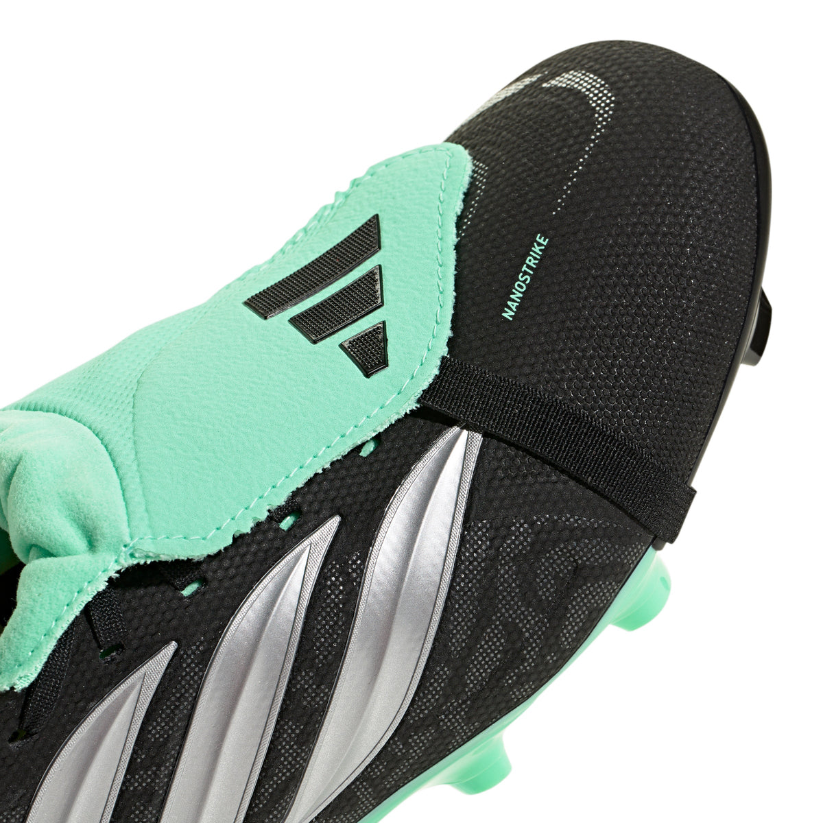 adidas Predator League FoldTongue FG Firm Ground Soccer Cleats -Core Black / Silver Metallic / Pulse Mint