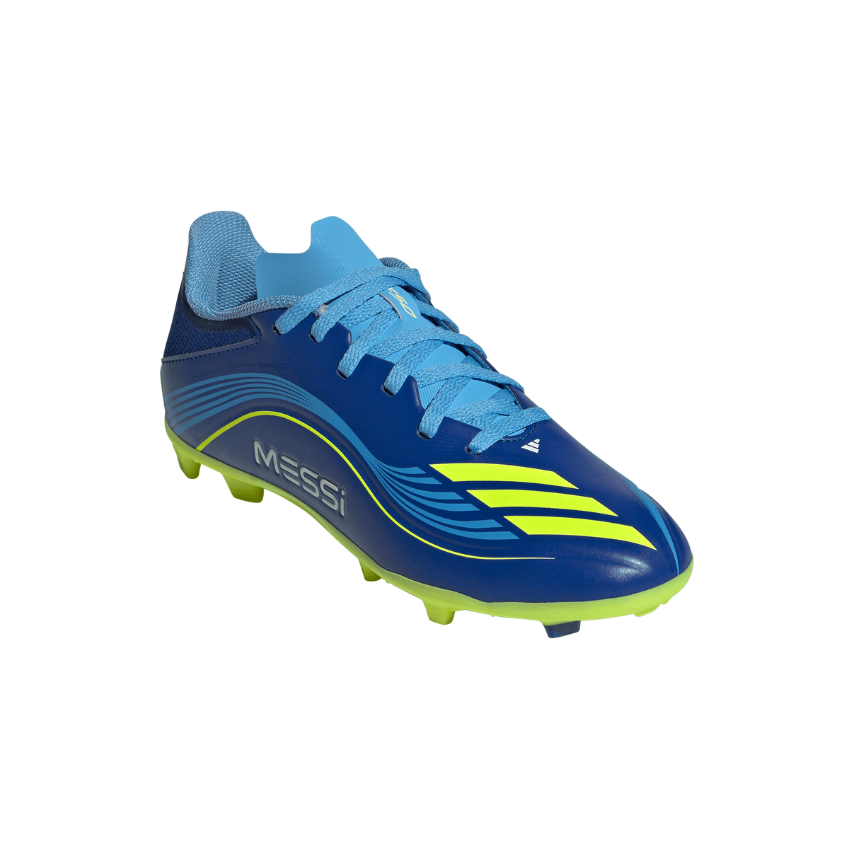 adidas Messi F50 League Junior FG Firm Ground Soccer Cleats -Team Royal Blue/Solar Yellow/Semi Blue Burst