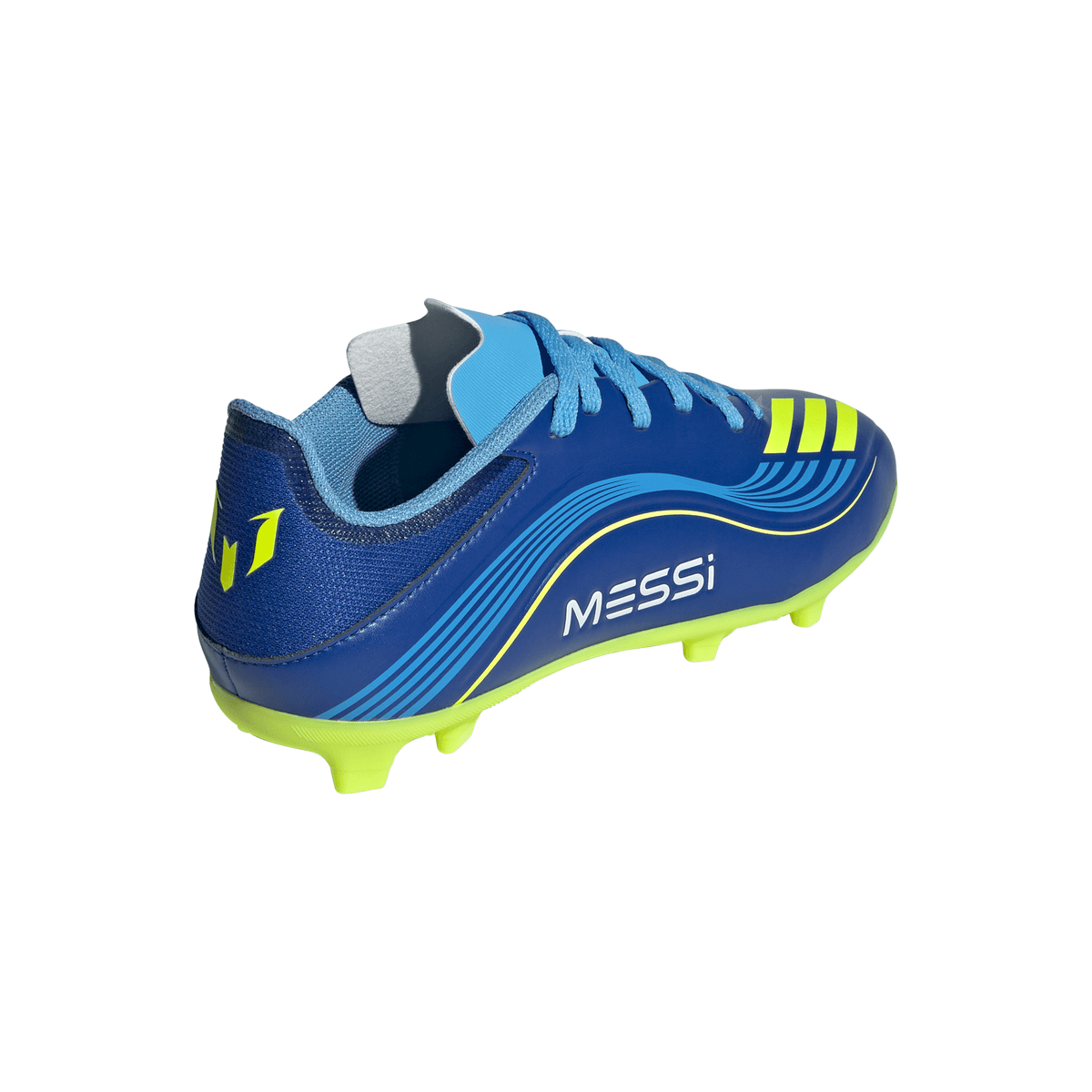 adidas Messi F50 League Junior FG Firm Ground Soccer Cleats -Team Royal Blue/Solar Yellow/Semi Blue Burst