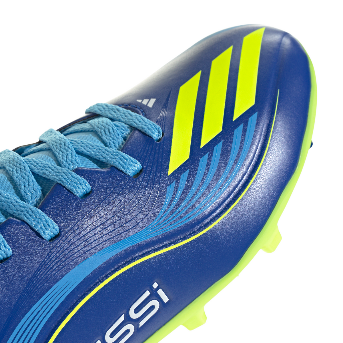 adidas Messi F50 League Junior FG Firm Ground Soccer Cleats -Team Royal Blue/Solar Yellow/Semi Blue Burst