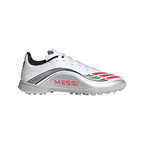 adidas Messi F50 League Junior TF Turf Soccer Cleats -Cloud White / Lucid Red / Silver Metallic