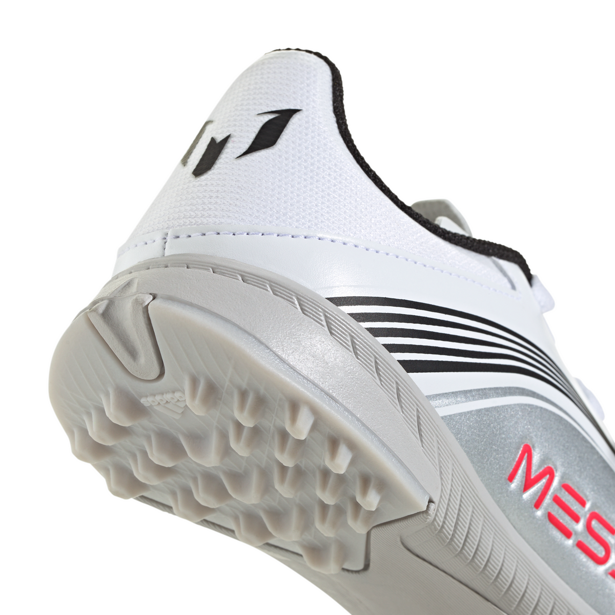 adidas Messi F50 League Junior TF Turf Soccer Cleats -Cloud White / Lucid Red / Silver Metallic