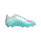 adidas Messi F50 League Junior FG Firm Ground Soccer Cleats -Cloud White / Lucid Pink / Flash Aqua