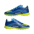 adidas Messi F50 League Junior TF Turf Soccer Cleats- Team Royal Blue/Solar Yellow/Semi Blue Burst