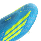 adidas F50 Elite Laceless FG Firm Ground Soccer Cleats- Lucid Ray Blue / Team Solar Yellow 2 / Lucid Aquamarine