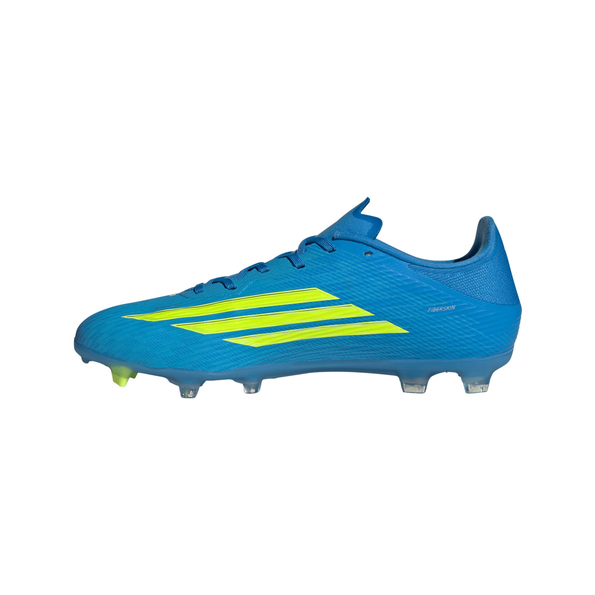 adidas F50 League FG Firm Ground Soccer Cleats- Lucid Ray Blue / Team Solar Yellow 2 / Lucid Aquamarine