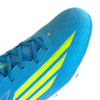 adidas F50 League FG Firm Ground Soccer Cleats- Lucid Ray Blue / Team Solar Yellow 2 / Lucid Aquamarine