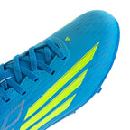 adidas F50 League Junior FG Firm Ground Soccer Cleats- Lucid Ray Blue / Team Solar Yellow 2 / Lucid Aquamarine