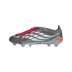 adidas Predator Elite FoldTongue FT FG Firm Ground Soccer Cleats- Iron Metallic / Cloud White / Lucid Red