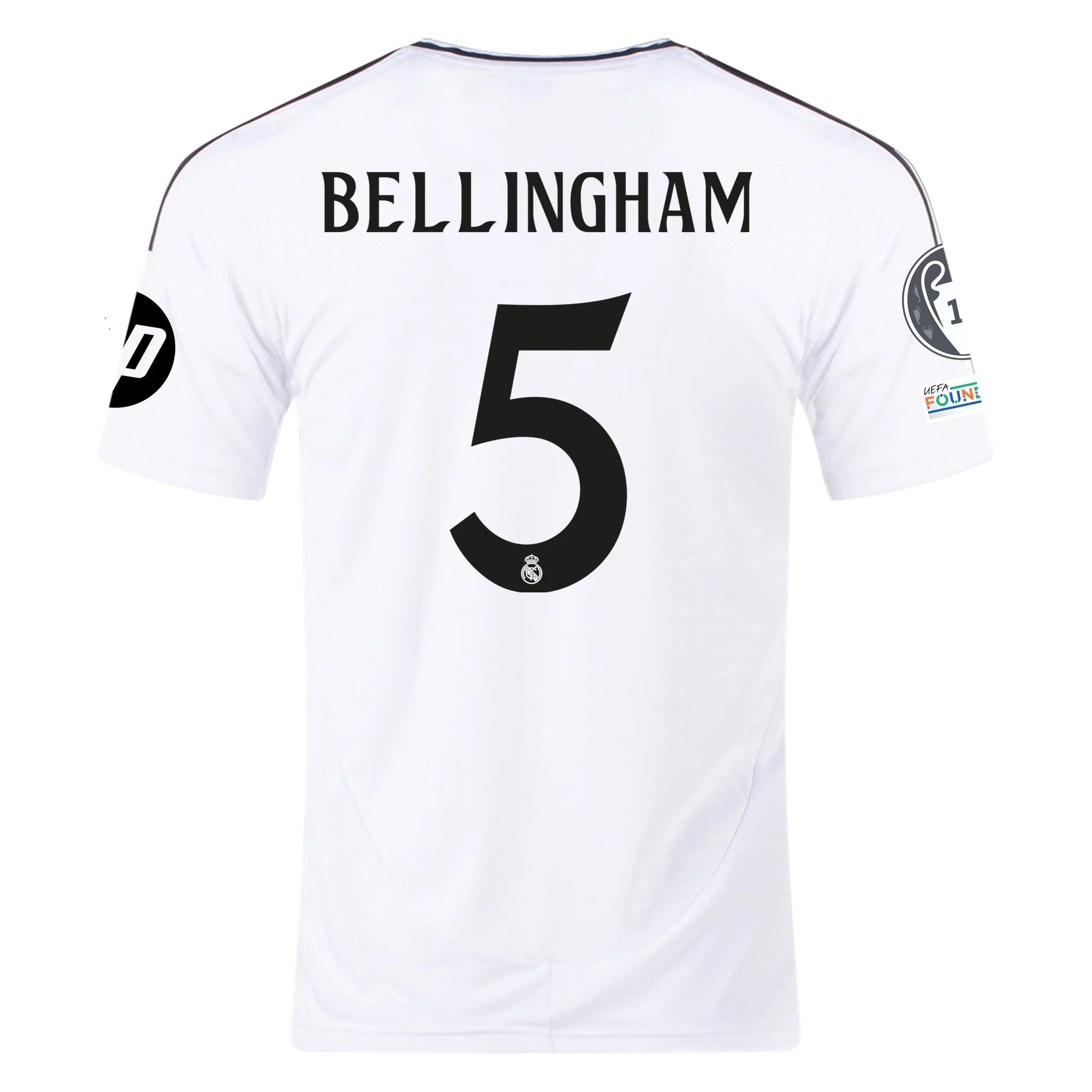 adidas Jude Bellingham Real Madrid Authentic Home Jersey w/ Champions League Patches 24/25 (White/Black)