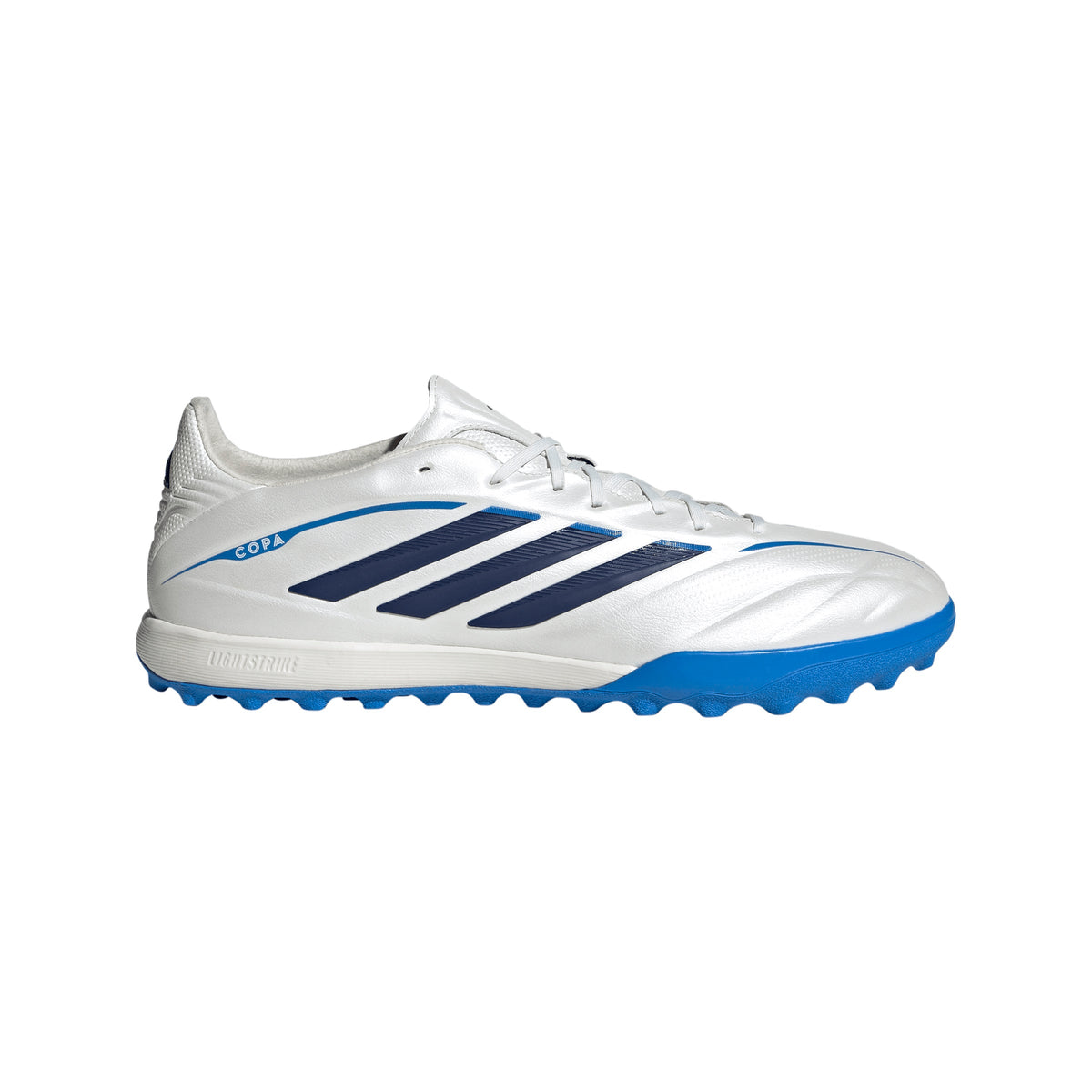 adidas Copa Pure IV Pro TF Turf Soccer Cleat - Zero Metalic / Dark Blue / Lucid Ray Blue