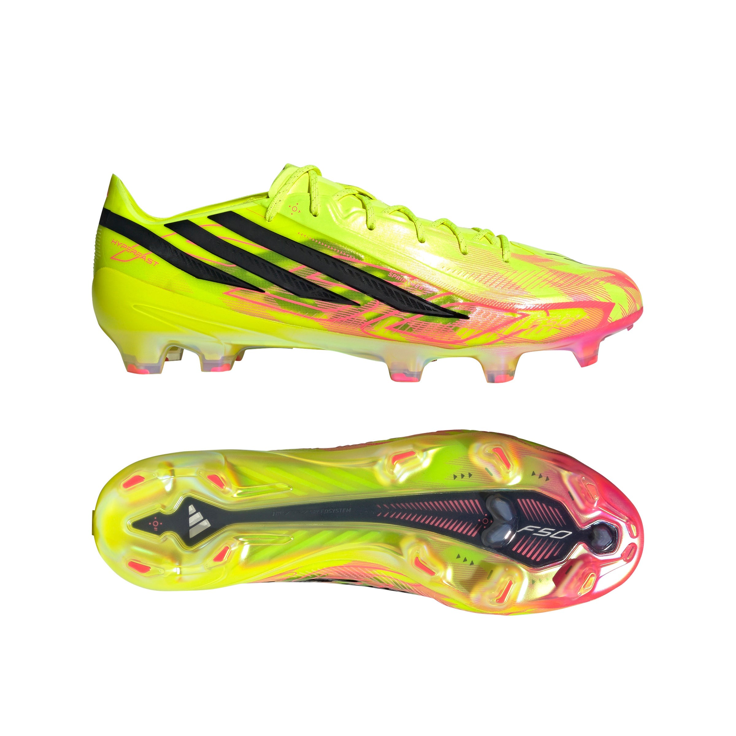 adidas F50 Hyperfast Elite FG Firm Ground Soccer Cleats- Team Solar Yellow 2 / Core Black / Solar Turbo