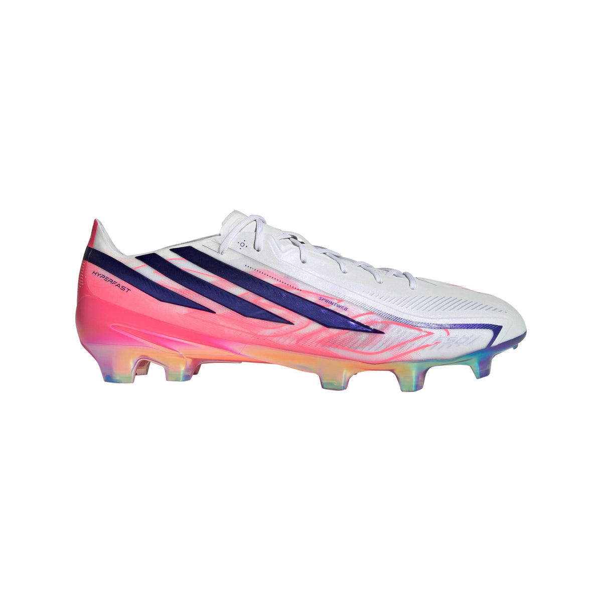 adidas F50 Hyperfast Elite FG Firm Ground Soccer Cleats- Cloud White / Solar Purple / Solar Turbo