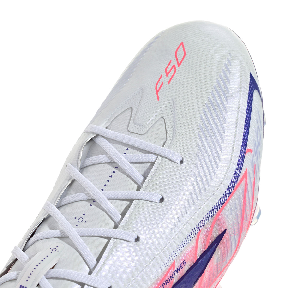 adidas F50 Hyperfast Elite FG Firm Ground Soccer Cleats- Cloud White / Solar Purple / Solar Turbo