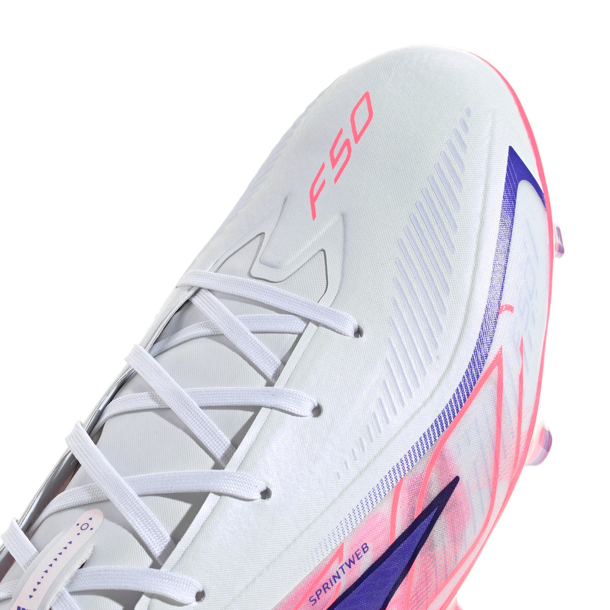 adidas F50 Hyperfast Pro FG Firm Ground Soccer Cleats - Cloud White / Solar Purple / Solar Turbo