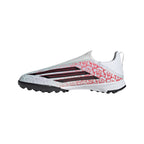 adidas F50 League Laceless Lamine Yamal Kids TF Turf Soccer Cleats- Cloud White / Core Black / Lucid Red