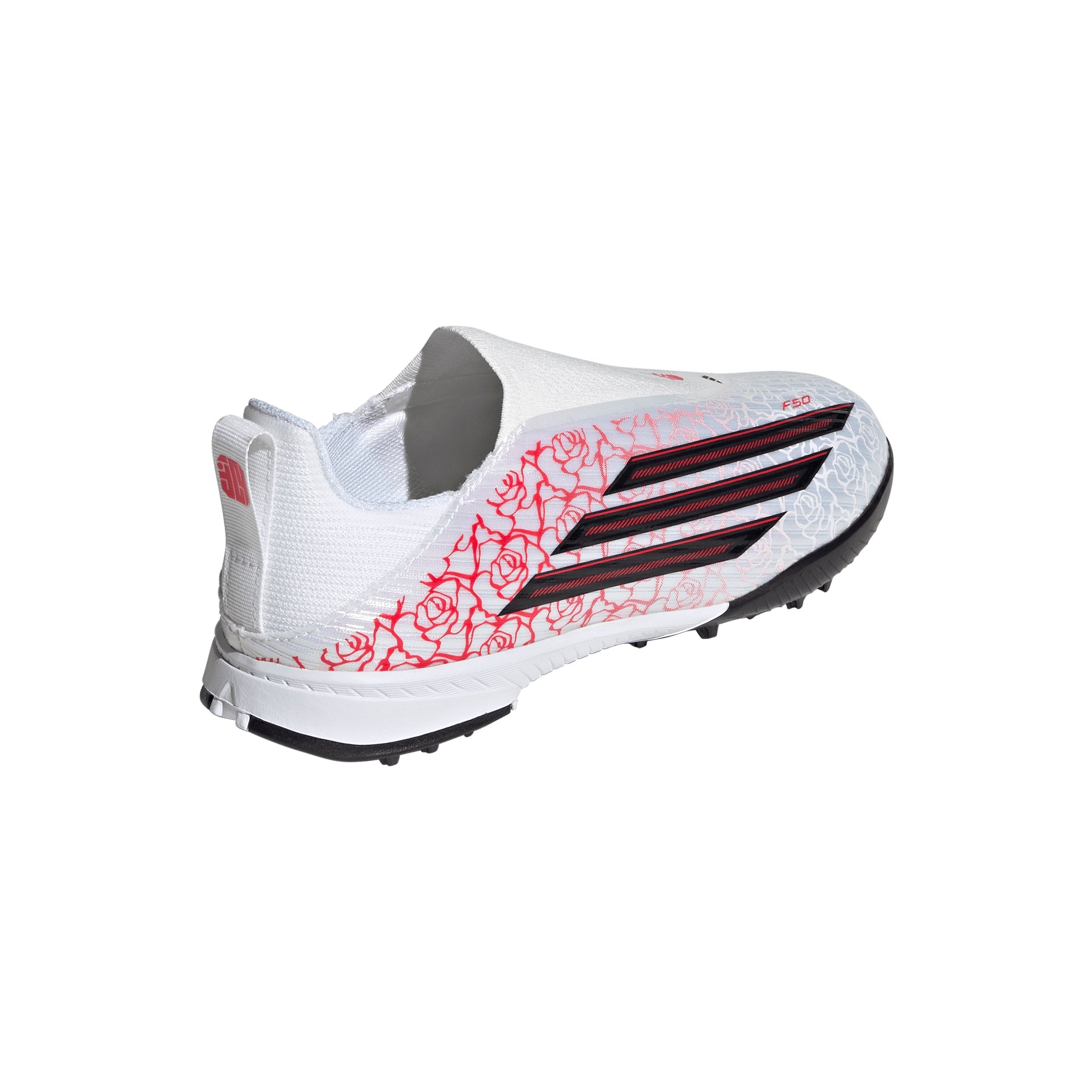 adidas F50 League Laceless Lamine Yamal Kids TF Turf Soccer Cleats- Cloud White / Core Black / Lucid Red