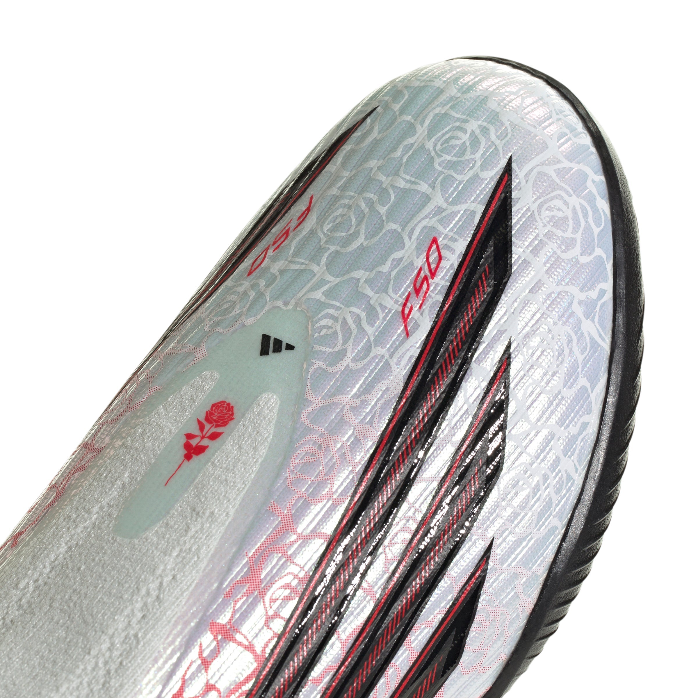 adidas F50 League Laceless Lamine Yamal Kids TF Turf Soccer Cleats- Cloud White / Core Black / Lucid Red