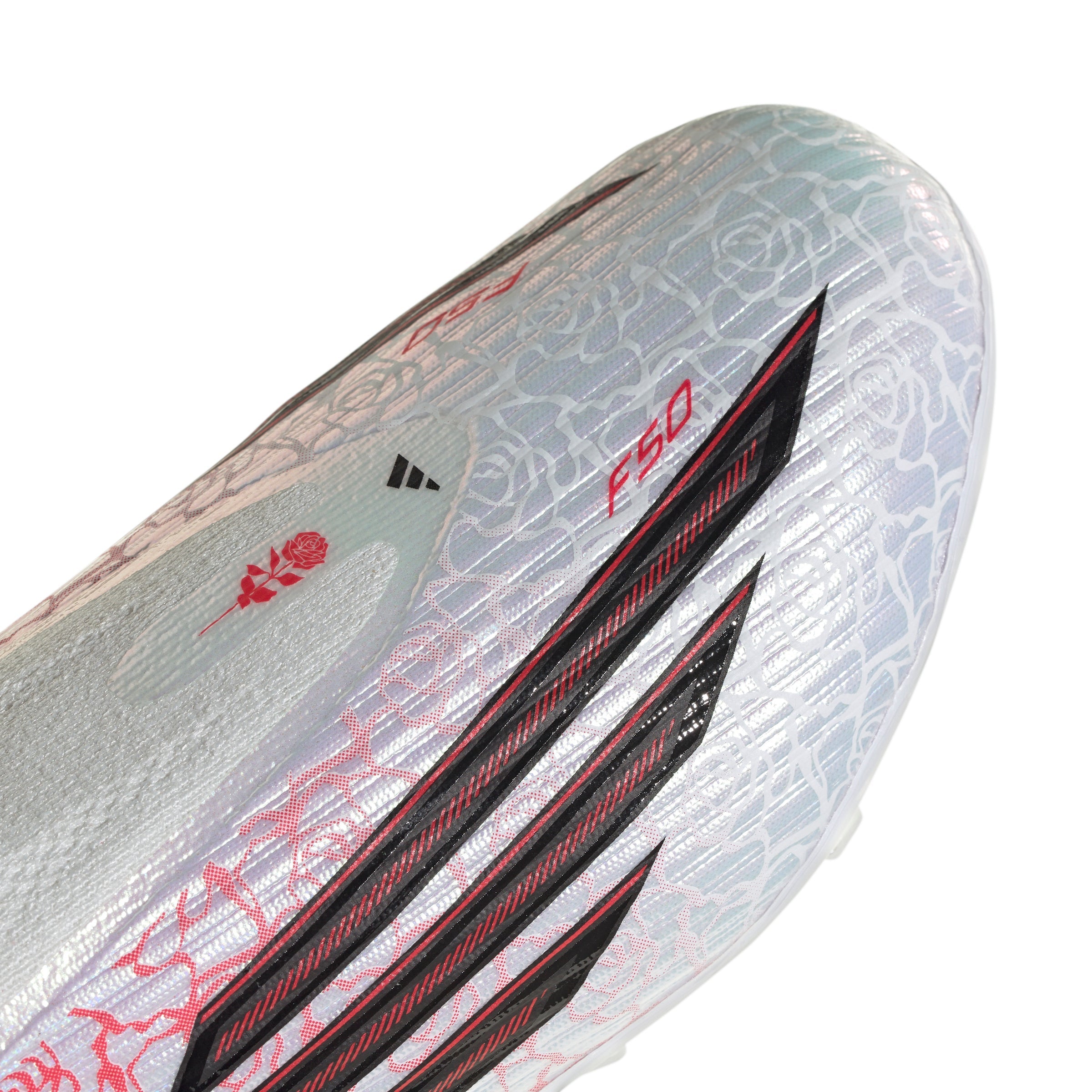 adidas F50 League Laceless Lamine Yamal Kids FG Firm Ground Soccer Cleats- Cloud White / Core Black / Lucid Red