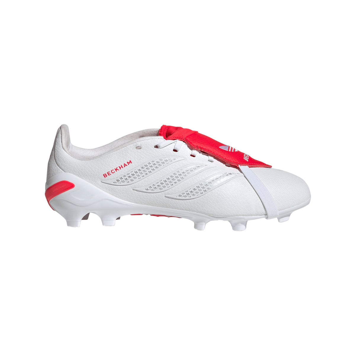adidas David Beckham Predator League FoldTongue  FT FG Junior Firm Ground Soccer Cleats - White/Red