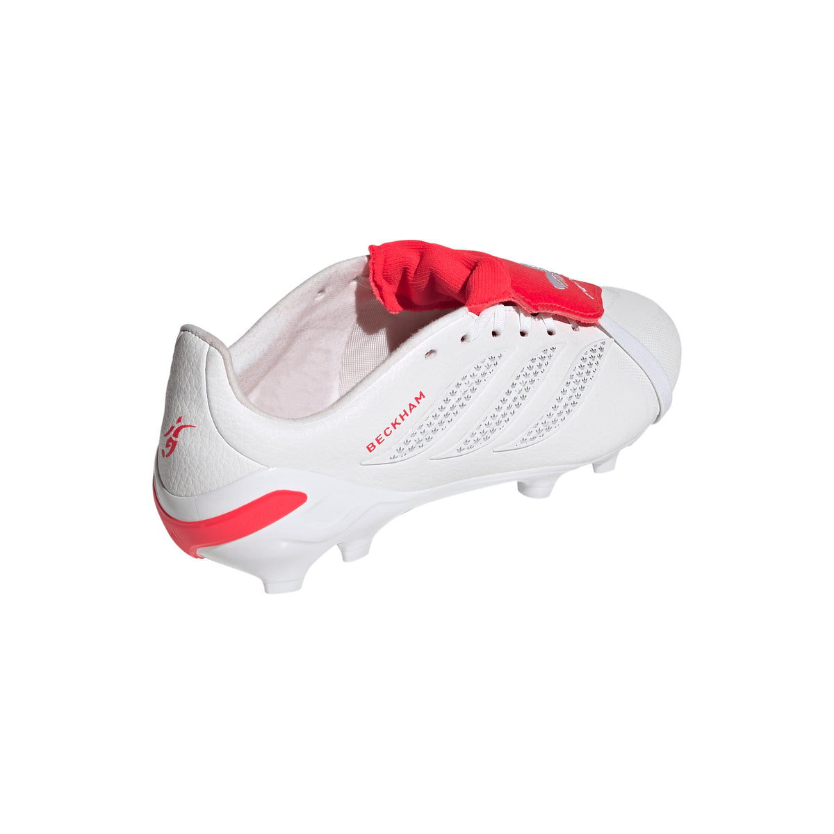 adidas David Beckham Predator League FoldTongue  FT FG Junior Firm Ground Soccer Cleats - White/Red
