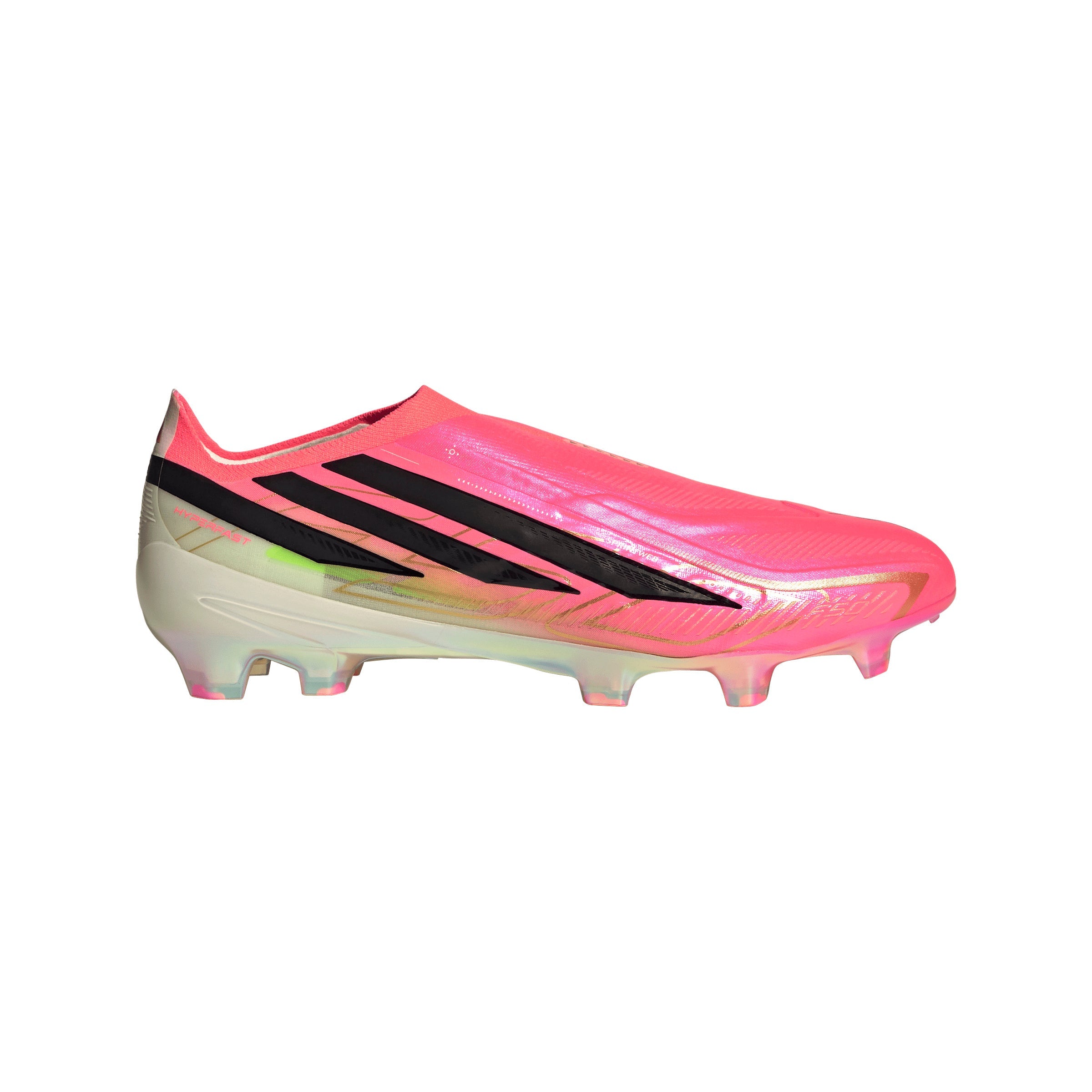 adidasF50 Hyperfast Elite Laceless FG Firm Ground Soccer Cleats- Solar Turbo / Core Black / Gold Metallic