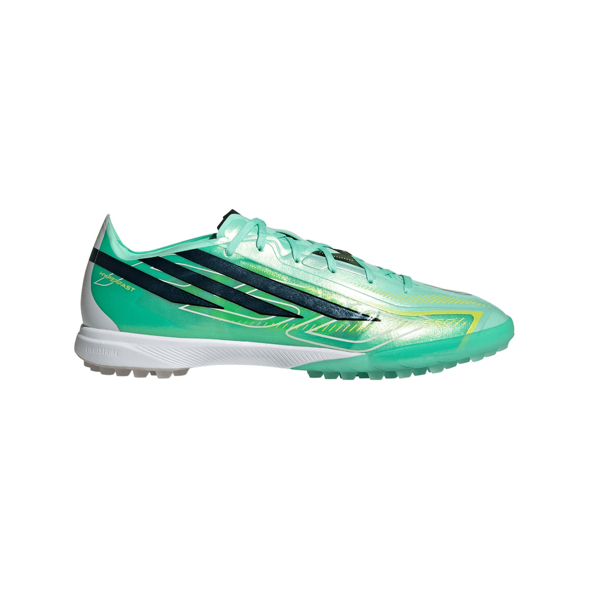 adidas F50 Hyperfast League TF Turf Soccer Cleats -Pulse Mint / Night Navy / Solar Lemon