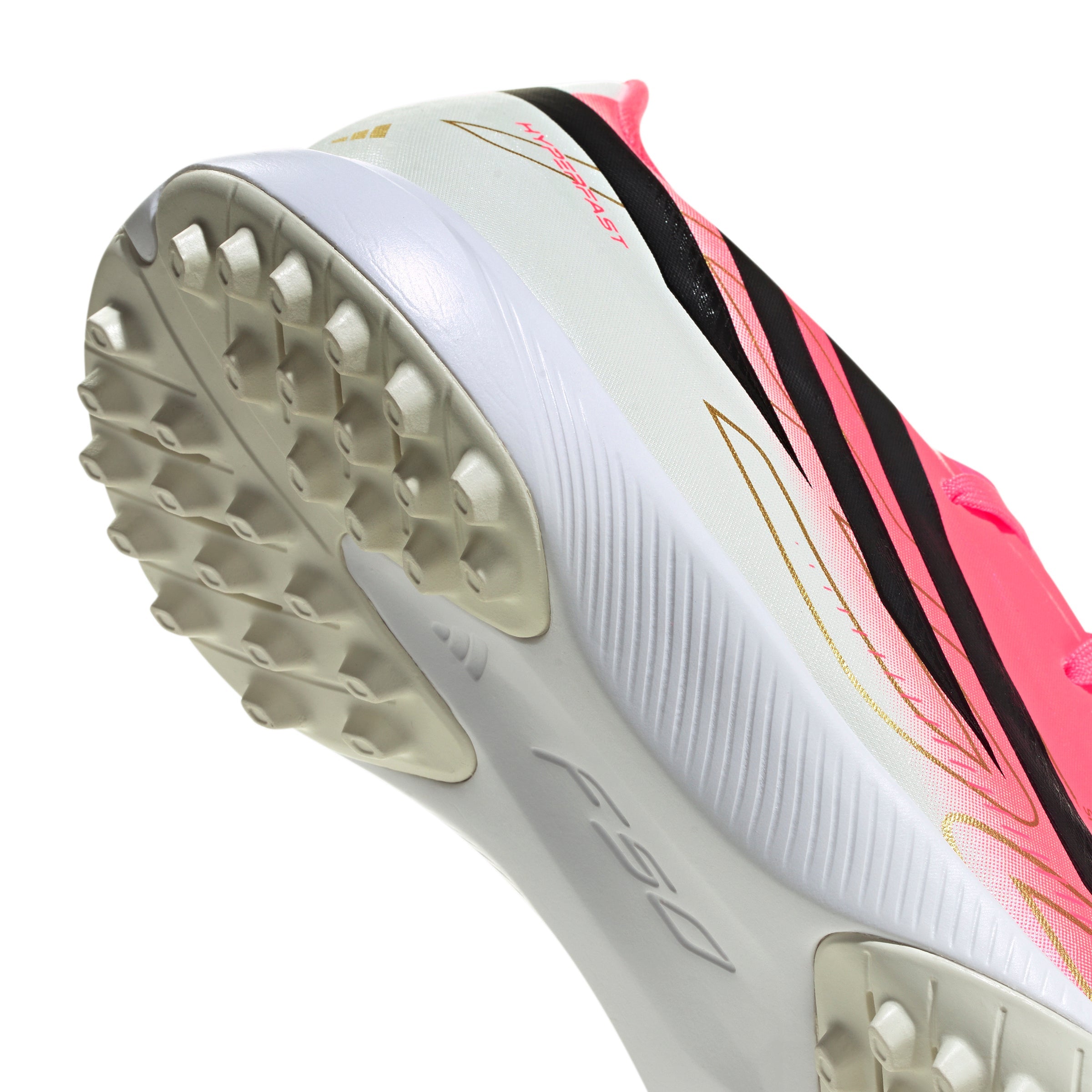 adidasF50 Hyperfast League Junior TF Turf Soccer Cleats- Solar Turbo / Core Black / Gold Metallic
