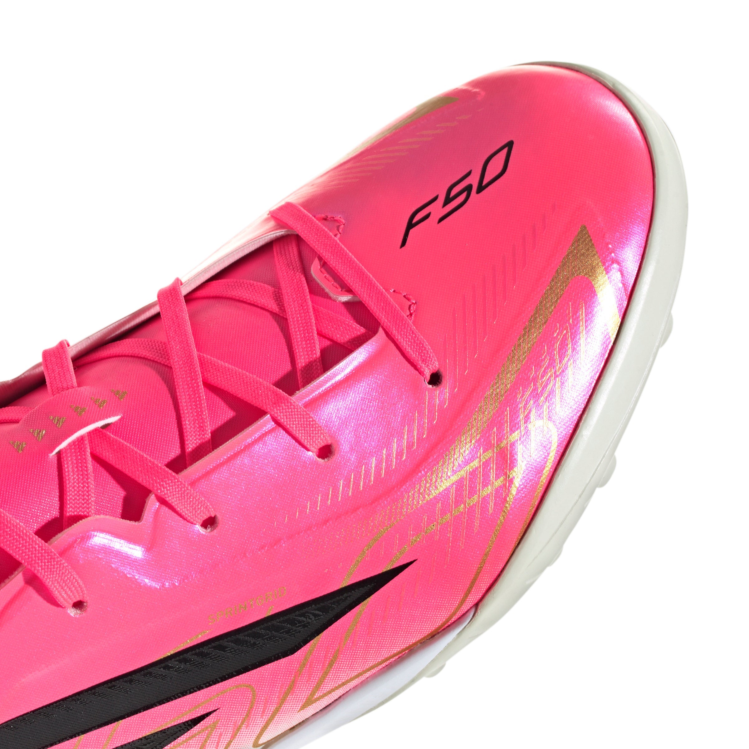 adidasF50 Hyperfast League Junior TF Turf Soccer Cleats- Solar Turbo / Core Black / Gold Metallic