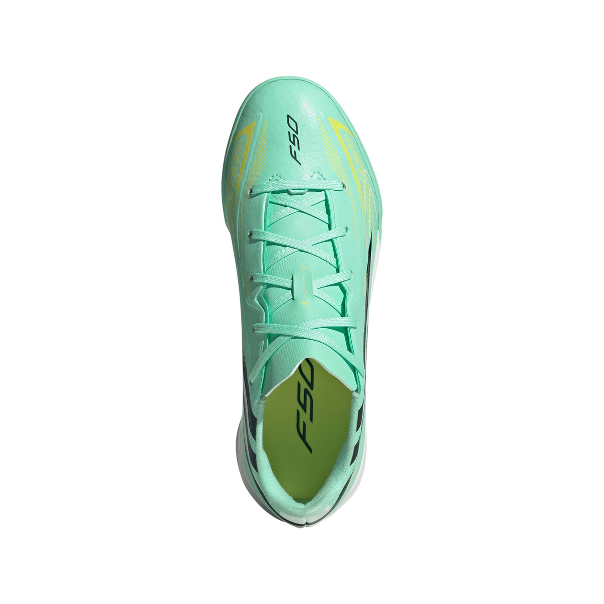 adidas F50 Hyperfast League Junior TF Turf Soccer Cleats- Pulse Mint / Night Navy / Solar Lemon