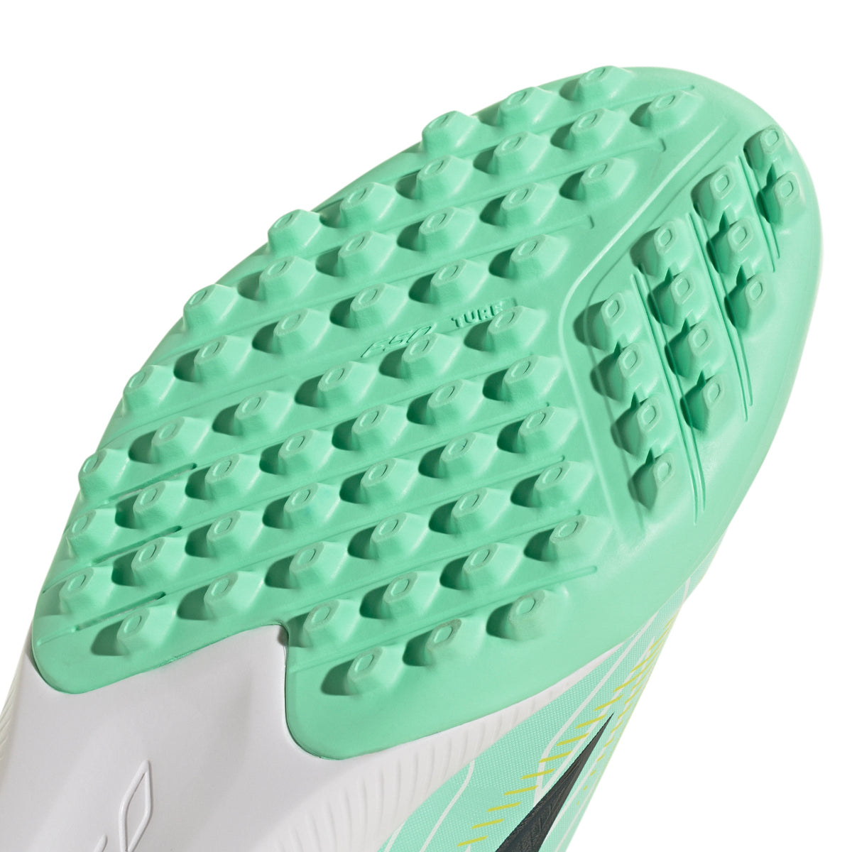 adidas F50 Hyperfast League Junior TF Turf Soccer Cleats- Pulse Mint / Night Navy / Solar Lemon