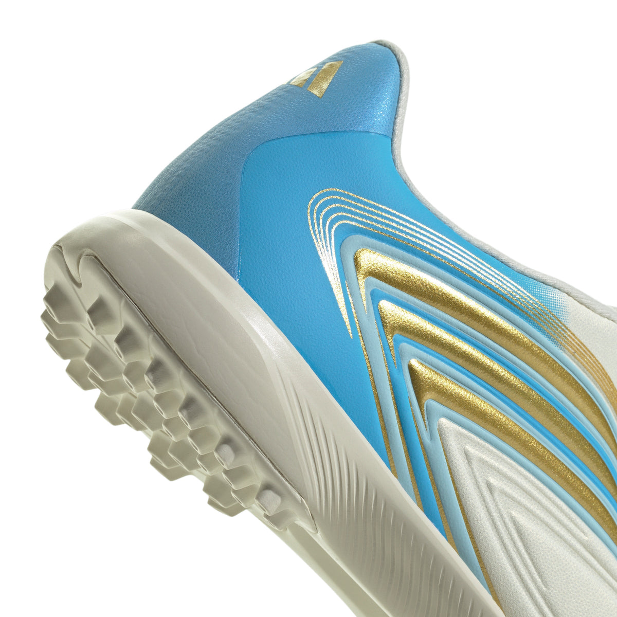 adidas Messi F50 League Junior TF Turf Soccer Cleats- Ivory / Semi Blue Burst / Icey Blue