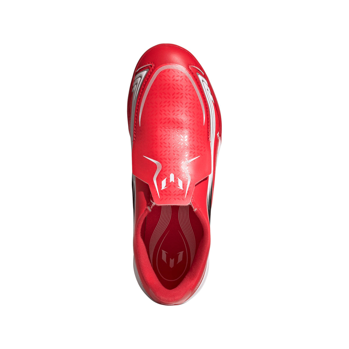 adidas F50 Messi League Laceless Junior TF Turf Soccer Cleats- Lucid Red / Core Black / Pure Ruby