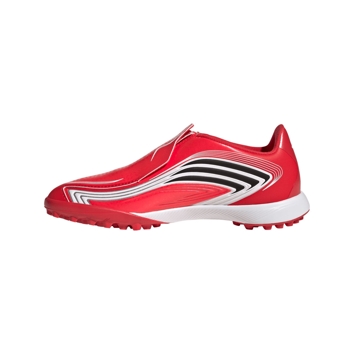 adidas F50 Messi League Laceless Junior TF Turf Soccer Cleats- Lucid Red / Core Black / Pure Ruby