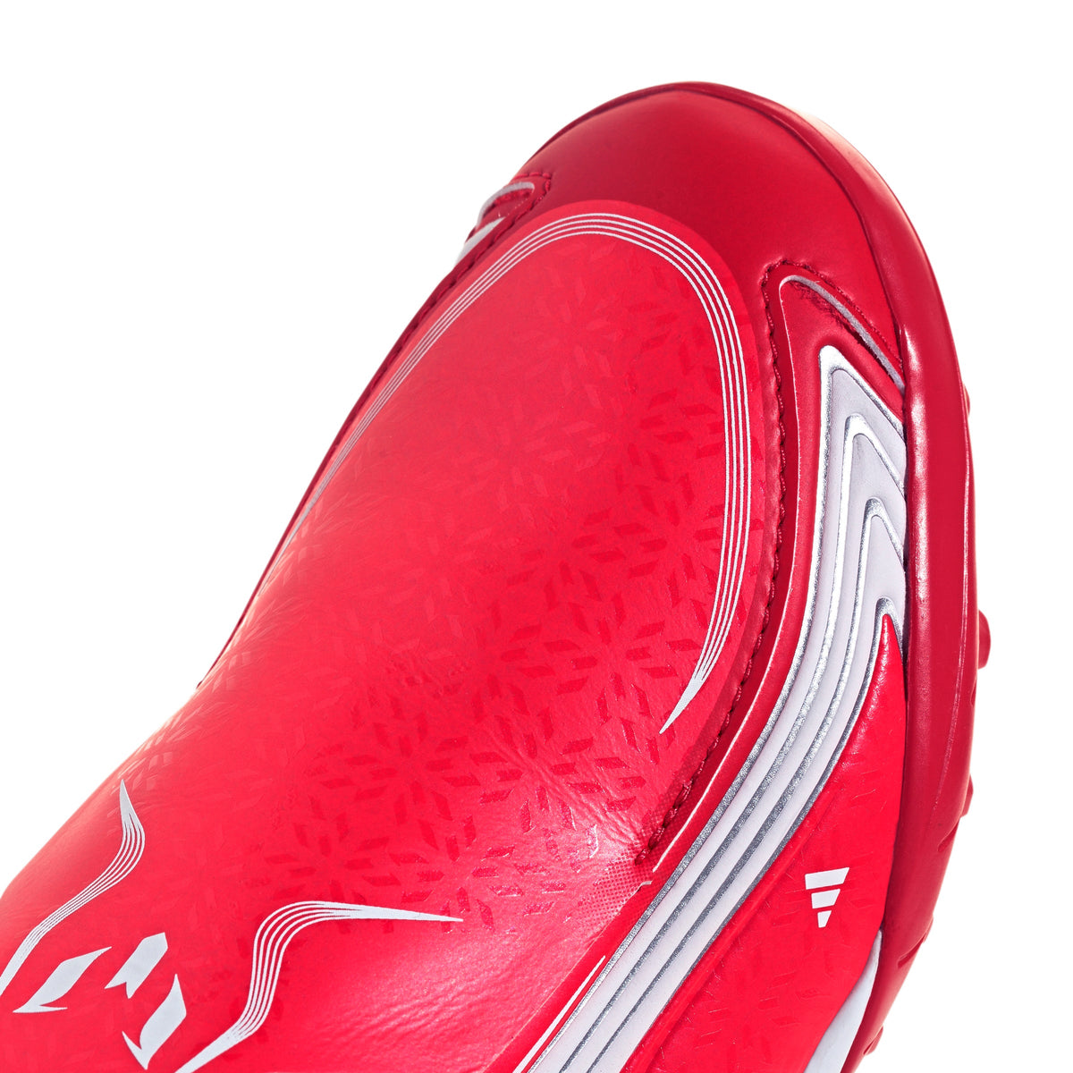 adidas F50 Messi League Laceless Junior TF Turf Soccer Cleats- Lucid Red / Core Black / Pure Ruby