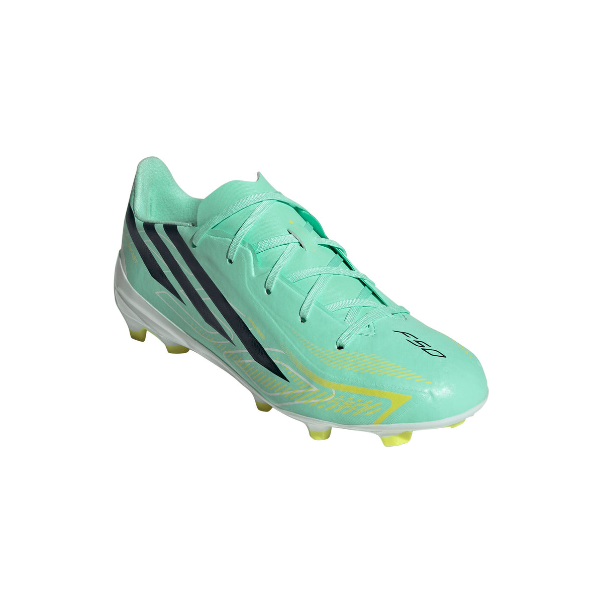 adidas F50 Hyperfast League Kids FG Firm Ground Soccer Cleats-  Pulse Mint / Night Navy / Solar Lemon