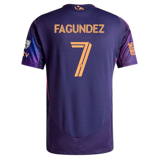 adidas Diego Fagundez LA Galaxy Authentic Away Jersey w/ MLS + Apple TV + RBC Sponsor 25/26 (Purple)