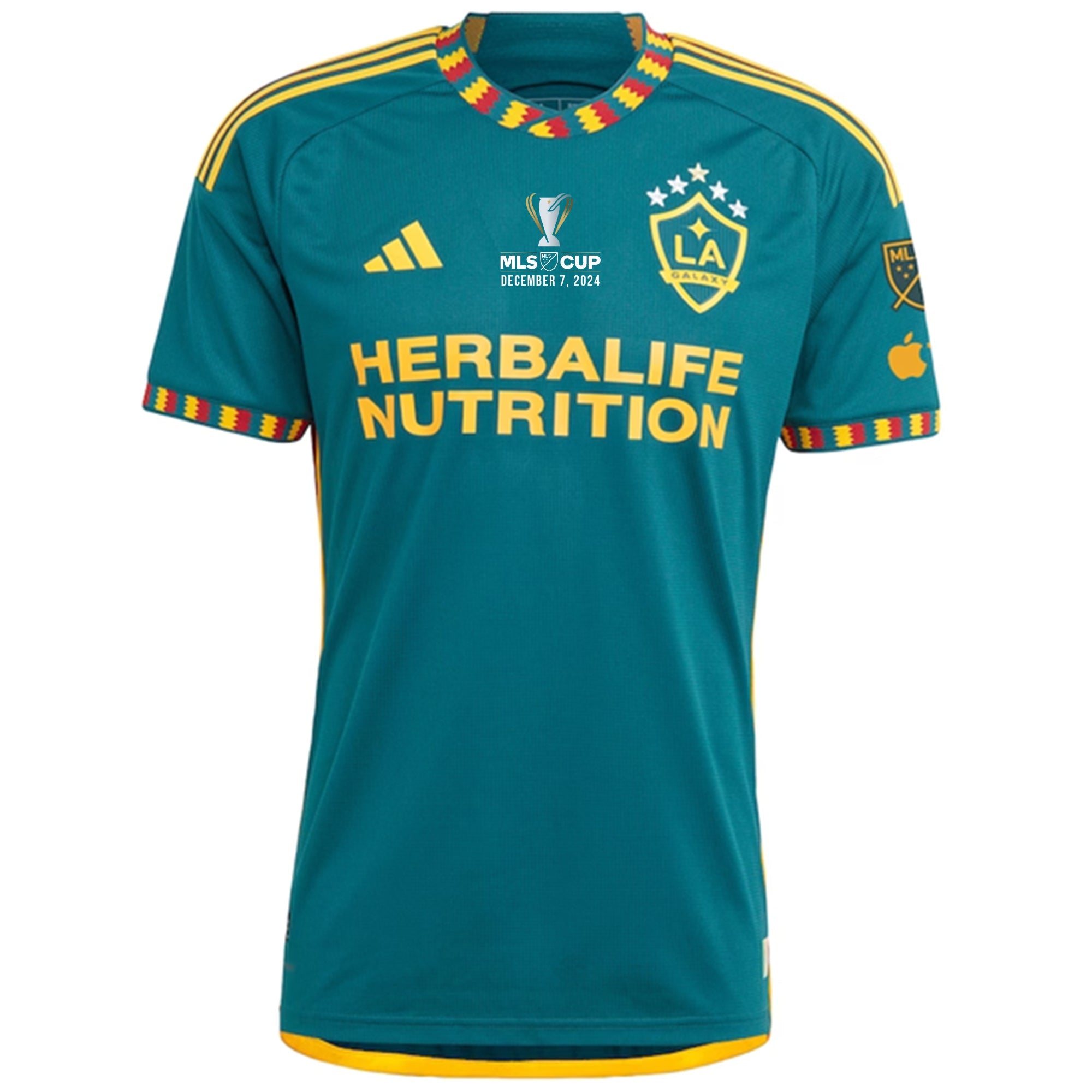 adidas La Galaxy Authentic Away Jersey 24/25 + Apple TV & MLS w/ MLS Cup Finals Patch (Green/Yellow)