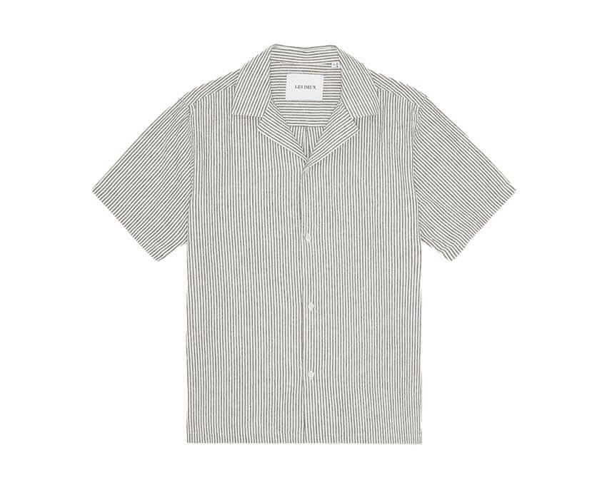 Les Deux Lukas Stripe Cotton Linen SS Shirt