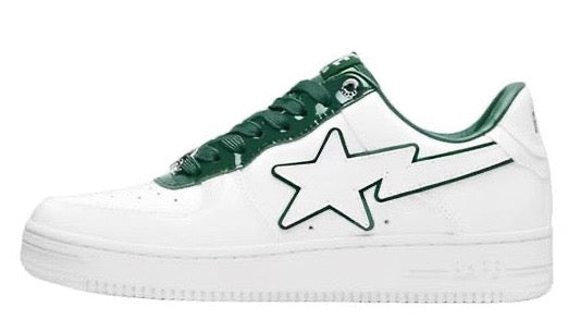 A BATHING APE Sta Leather Low 'White Green'