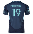 adidas Danny Musovski Seattle Sounders Authentic Away Jersey 25/26 w/ MLS Patches & Sponsor (Aura Ink)