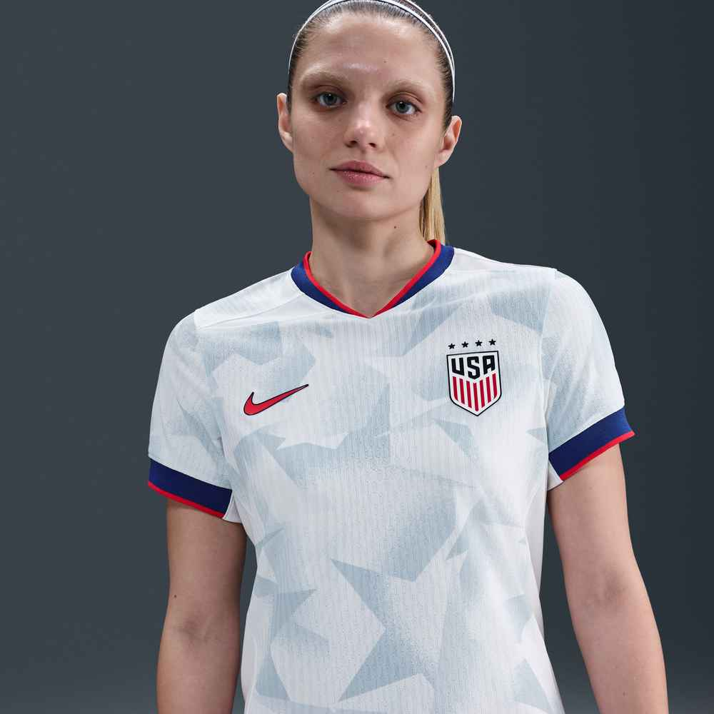 Nike Womens USA 25/26 Home 4 Star Match Authentic Jersey 101 (White/Rush Blue/Challenge Red)
