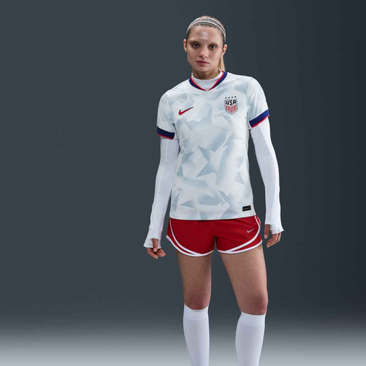 Nike Womens USA 25/26 Home 4 Star Match Authentic Jersey 101 (White/Rush Blue/Challenge Red)