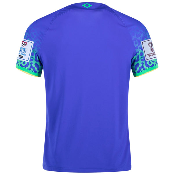 Nike Brazil Away Jersey 22/23 w/ World Cup 2022 Patches (Paramount Blue/Green Spark)