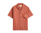 Portuguese Flannel Linen Camp Collar Terracota