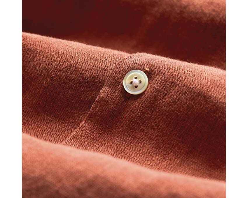 Portuguese Flannel Linen Camp Collar Terracota